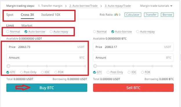 انجام معاملات مارجین اسپات در صرافی بیت گت (Bitget)