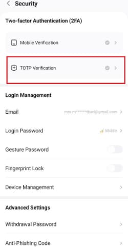 TOTP Verification کوینکس