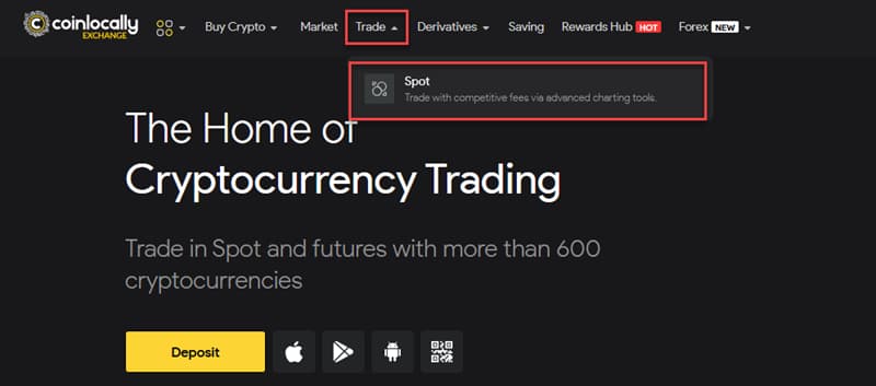 گزینه ترید و بازار اسپات در صرافی کوین لوکالی